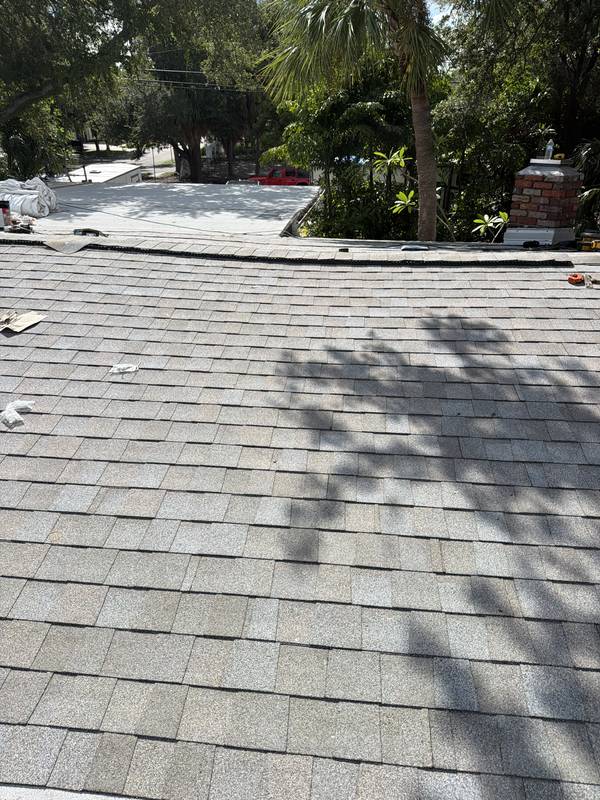 Gray architectural shingles installed on a residential roof